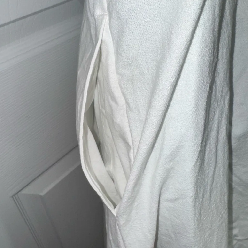 FREE PEOPLE White Maxi Dress Medium Long Aline Crochet Smocked Halter Top - Image 4