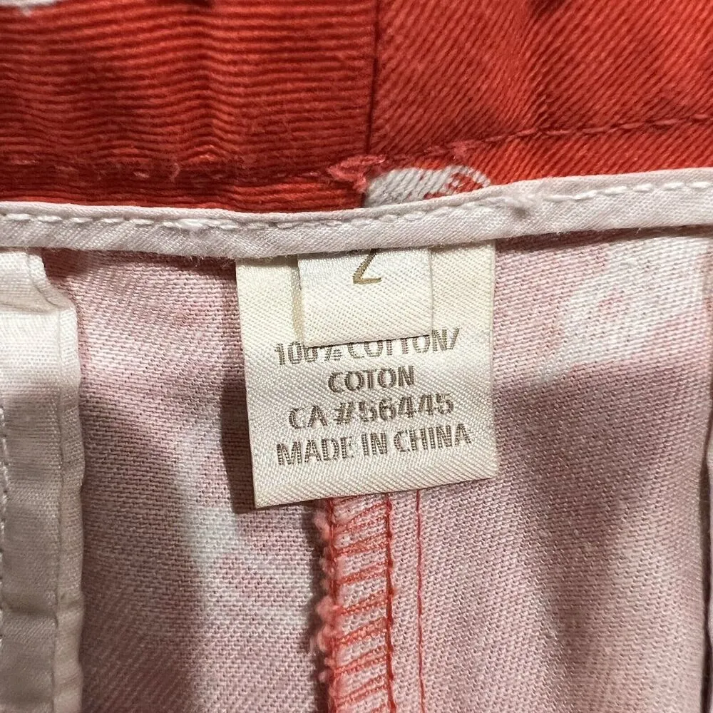 J. Crew Factory Sz 2 Shorts Chino Broken In Orange Nautical Anchor Print Women’s - Image 3