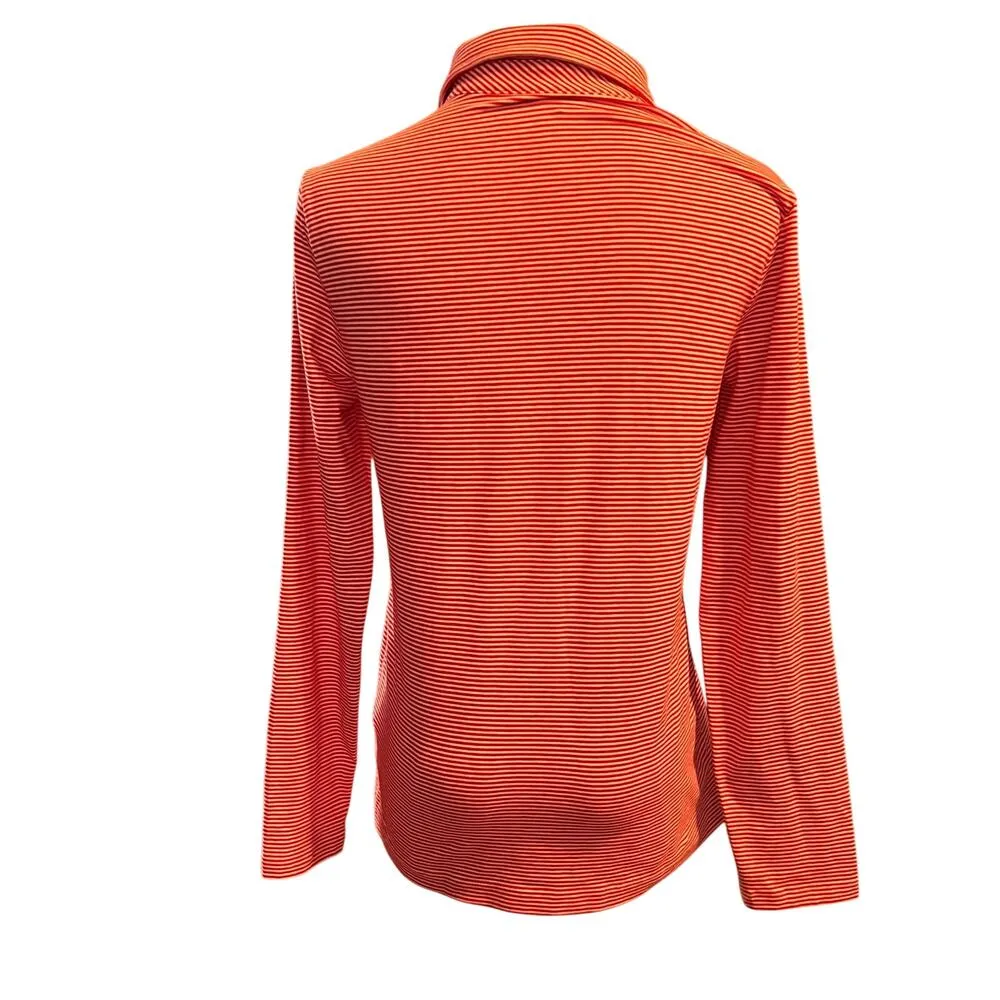 Vineyard Vines Women's Edgartown Polo Red & White Striped Long Sleeve. Size M - Image 2