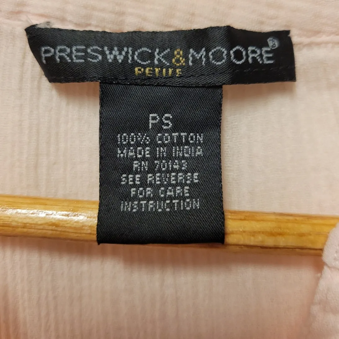 Powder Pink Button‎ Up Shirt Boho Coastal Grandma Beachy Coquette Cottage Sz PS - Image 3