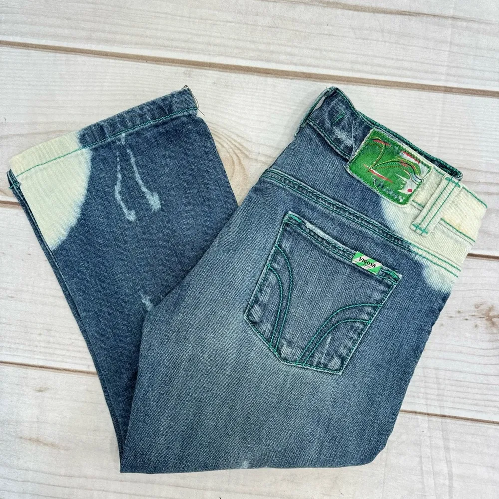 Vigoss Bleached Distressed 5 Pocket Medium Wash Denim Capri Jeans Size 7/8 - Image 2