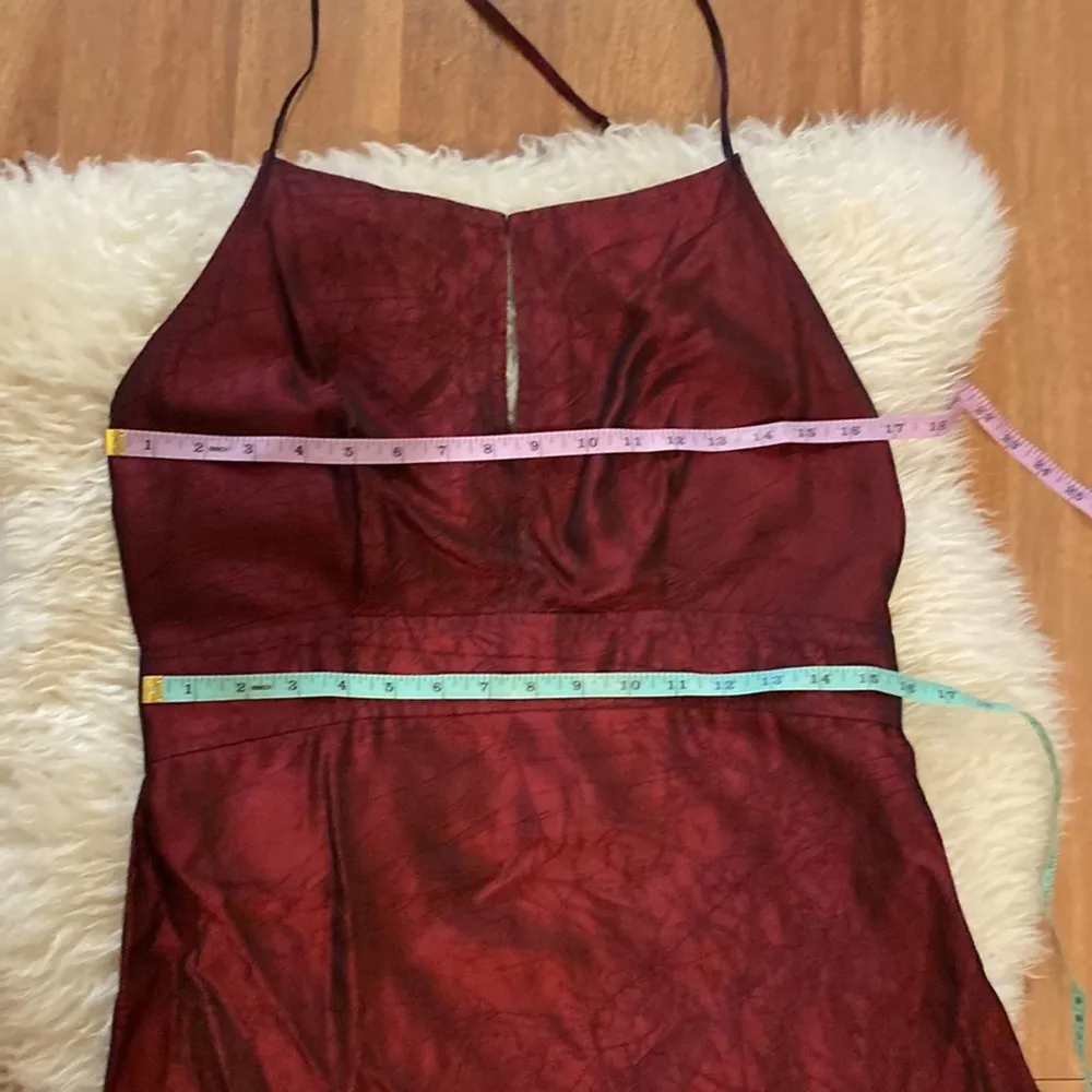 Vintage Y2K Crepe Iridescent Maxi Dress Maroon Black Sz Lg Acetate 90’s Metallic - Image 99