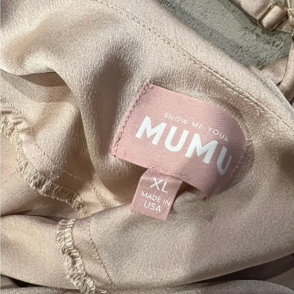 Show Me Your Mumu Women's Spaghetti Strap Maxi Dress Champagne Satin X Large XL - Image 3