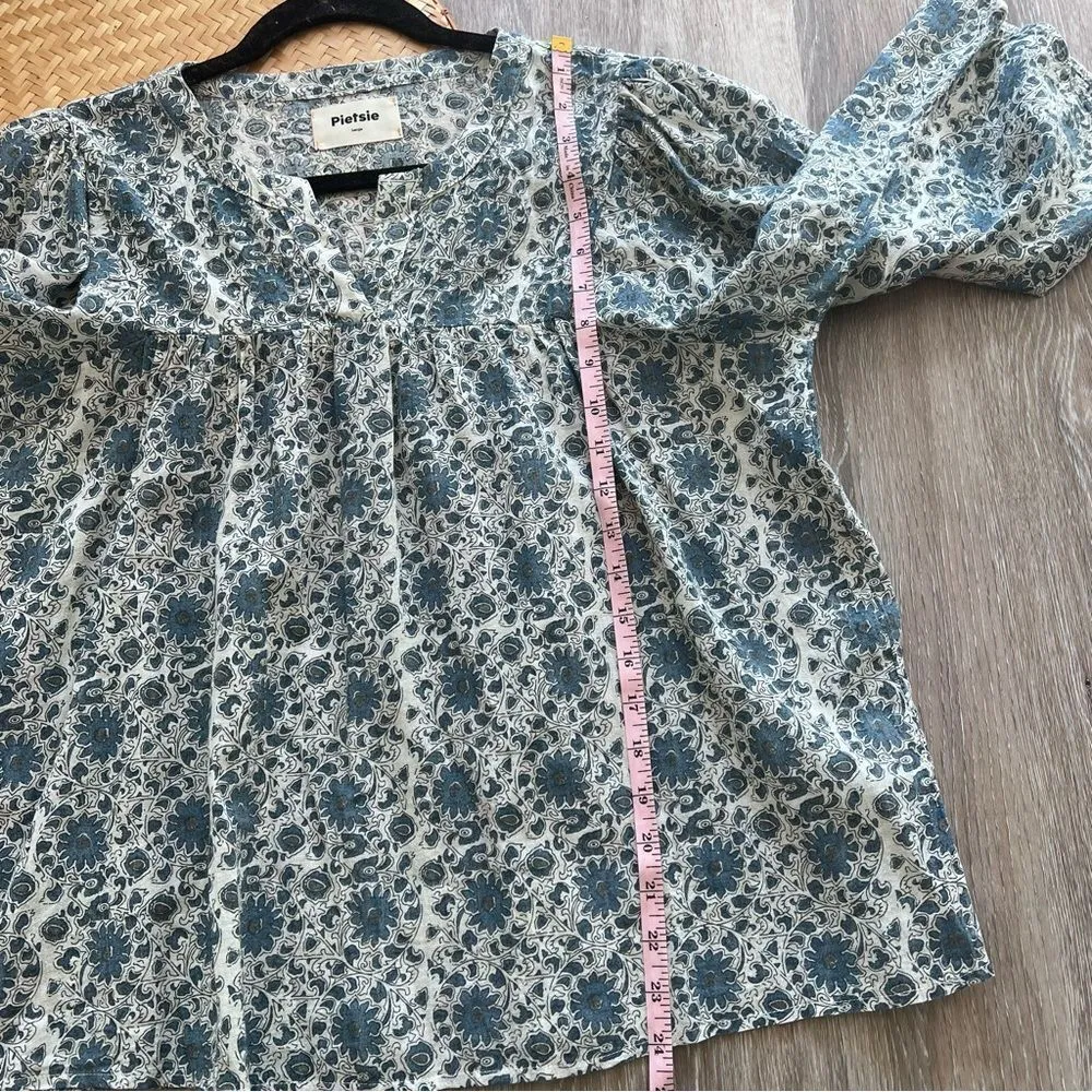 Pietsie KOS flare sleeve top‎ in Madrid floral blue women’s size L Size L - Image 9