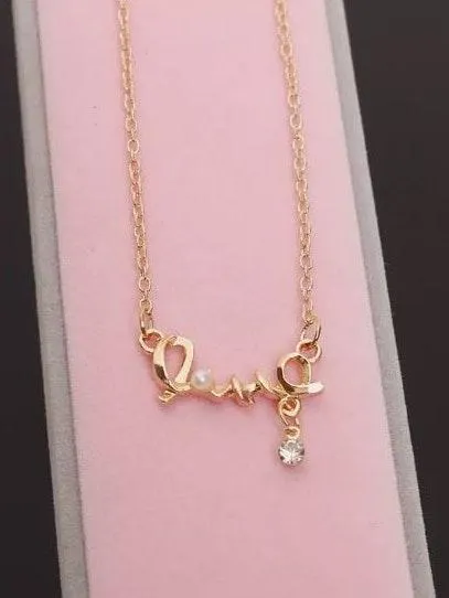 Gold Letter Love Necklace - Image 3