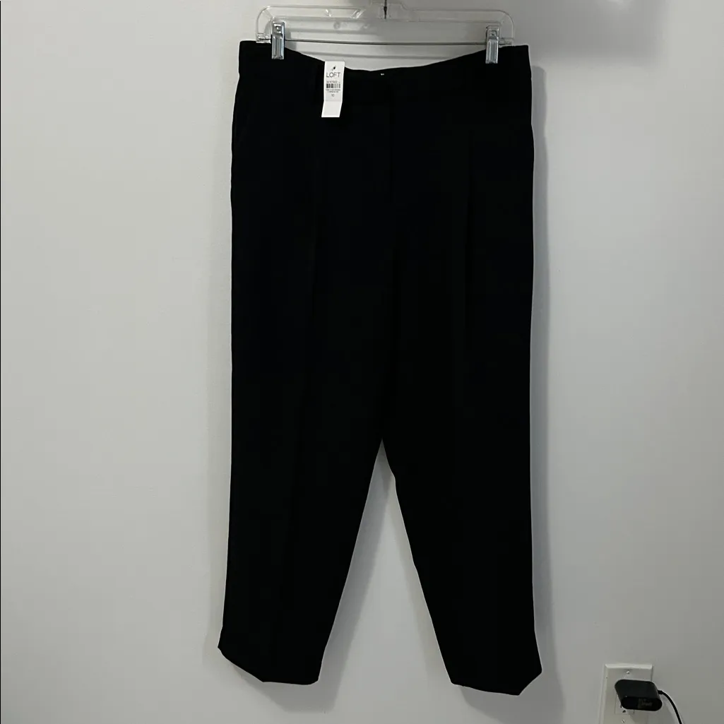 Loft Pleated Tapered Pants in Crepe Black - Image 5