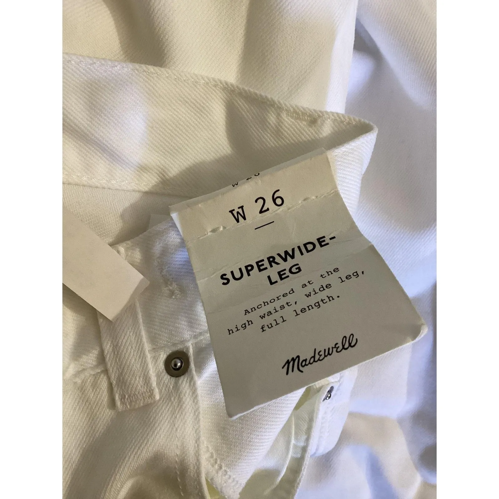 Madewell Pants Womens 26 White Superwide Leg High Waist Full Length Fair Trade - Image 5