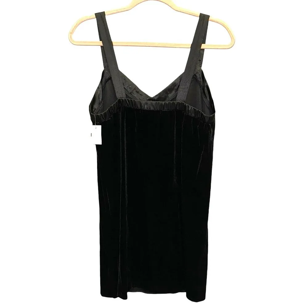 NWT Flora by Flora Nikrooz Black Velour Slip Dress Nightgown - Image 2