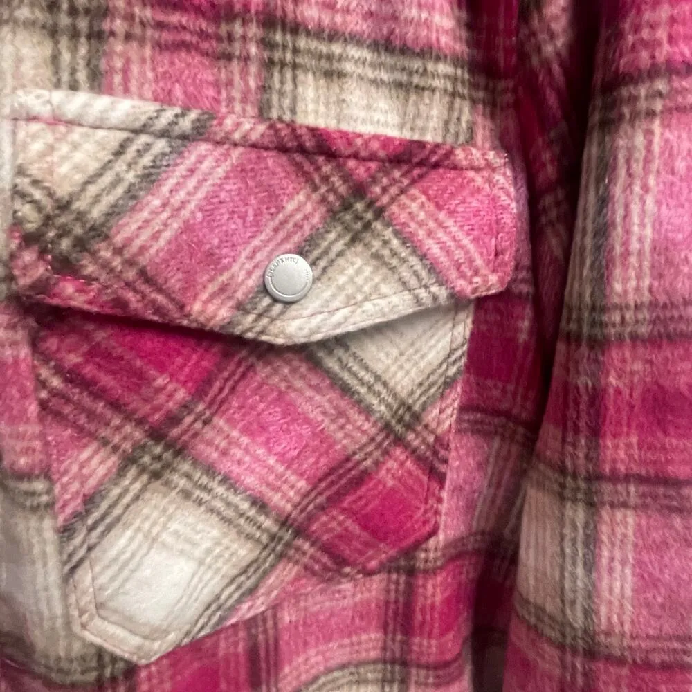 Blank NYC Size Small Pink Plaid Wool Blend Soft Shacket Jacket Button Down - Image 2