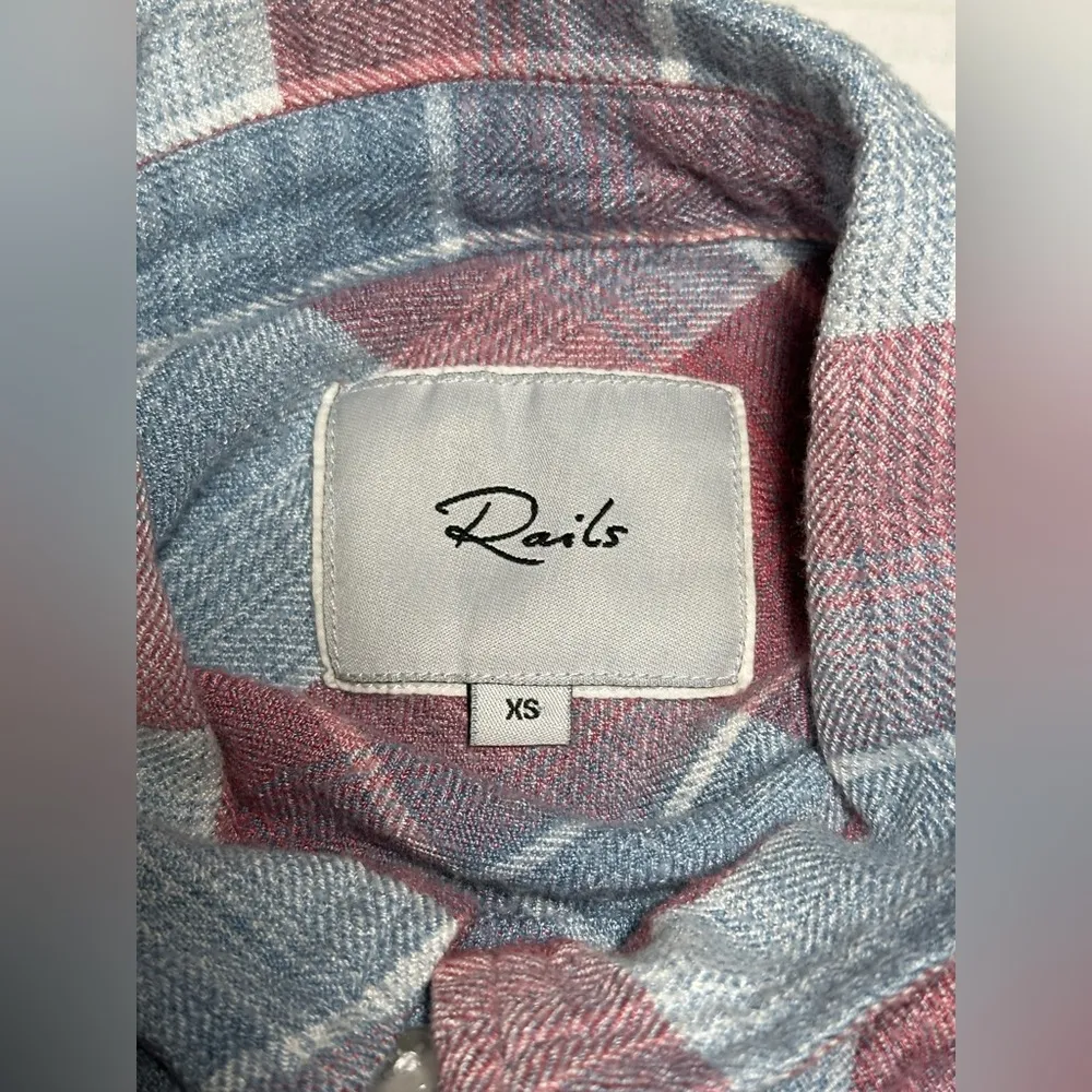 Rails Button Up Shirt Women’s XS Hunter Laguna Rose Plaid Pink Blue Flannel Soft - Image 13