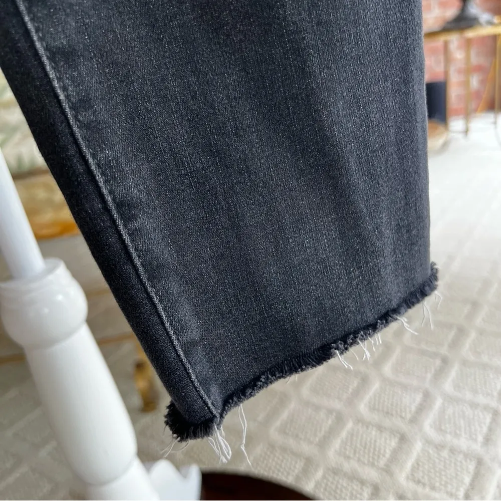 Edwin Bree Slim Straight Jeans Cropped Raw Hem Washed Black 28 Ankle Casual - Image 7