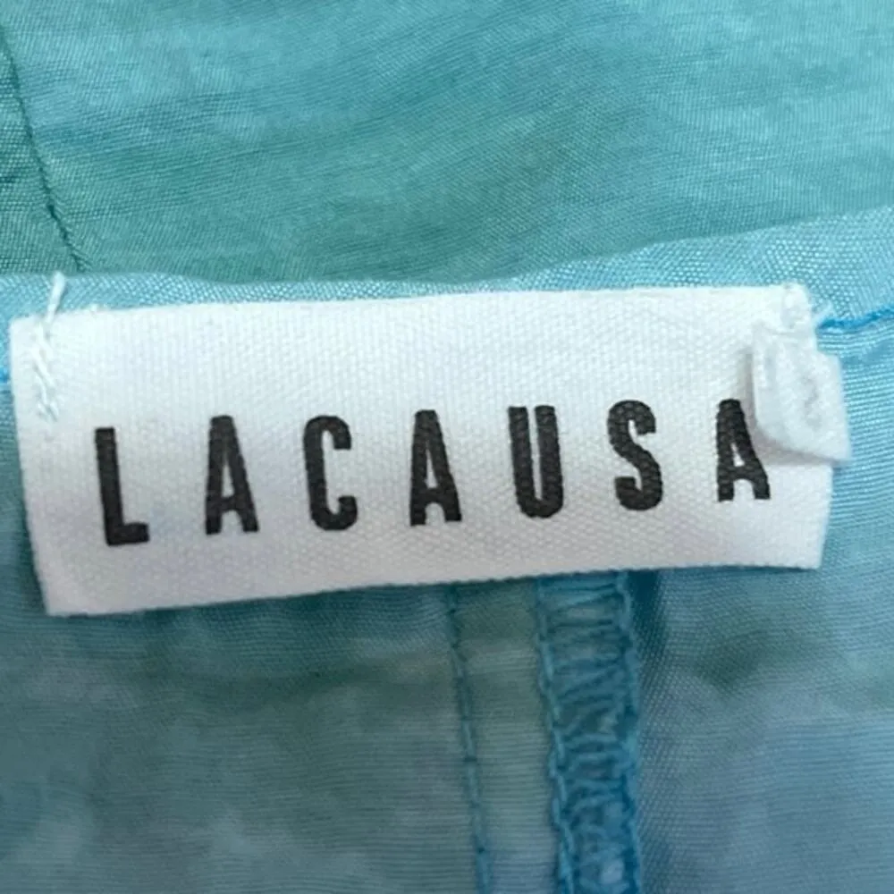 LACAUSA Blue Green Tie Dye V Neck Ombré Sofia Slip Camisole Cami Tank Top Size S - Image 4