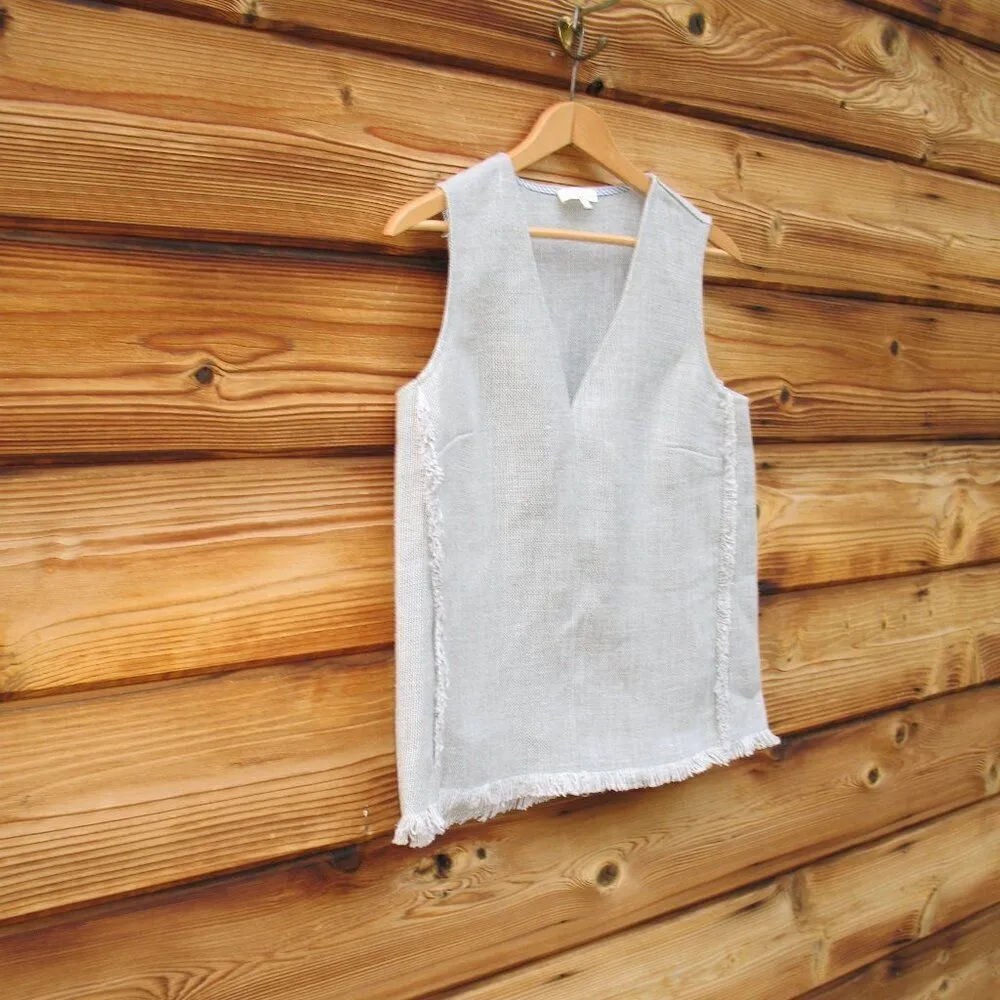 Ann Mashburn Linen V Neck Sleeveless Top - Image 2