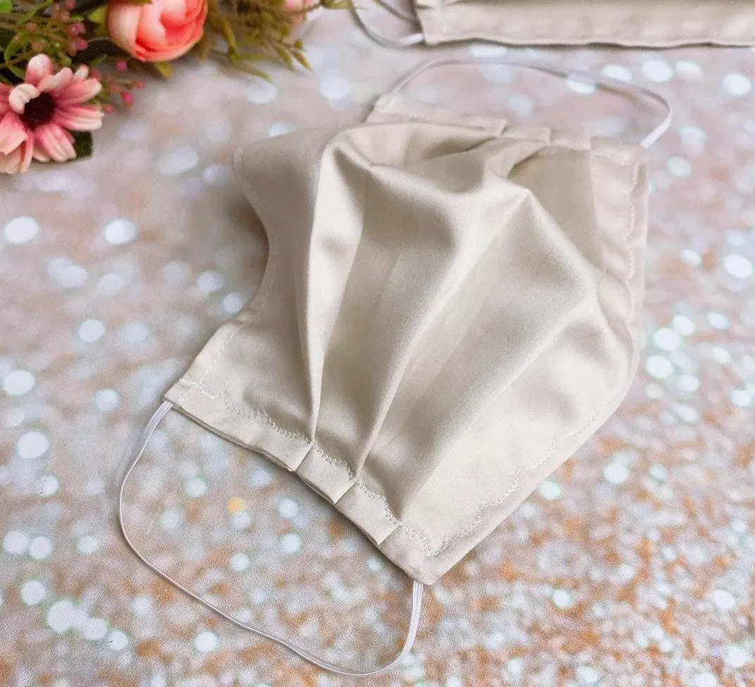 100% Supima Cotton Luxury Champagne Face Mask Tan - Image 3