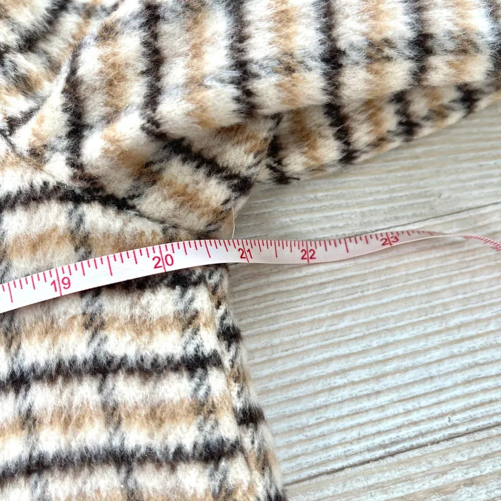 Joie New  Brushed Plaid Oversized Open Front‎ Jacket | Tan Medium - Image 8