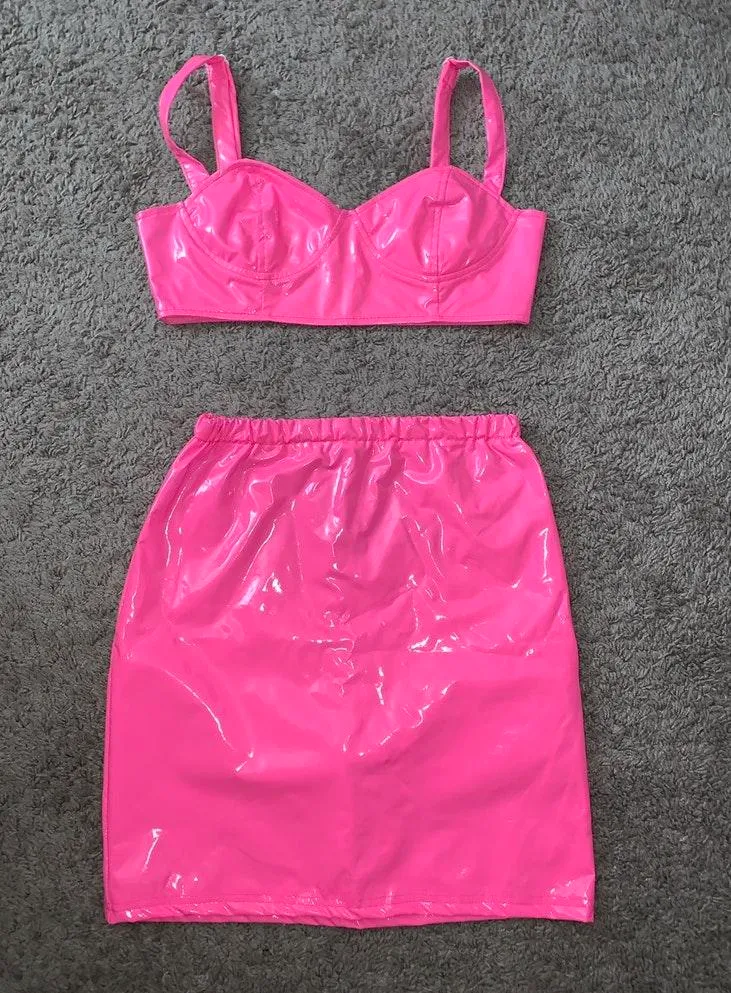 Neon Pink Latex 2 Piece Set - Image 2