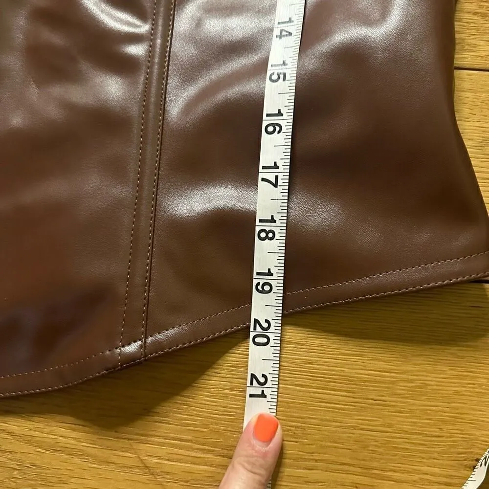 NWT poster girl dolls kill corset tank, faux leather 1x brown - Image 7