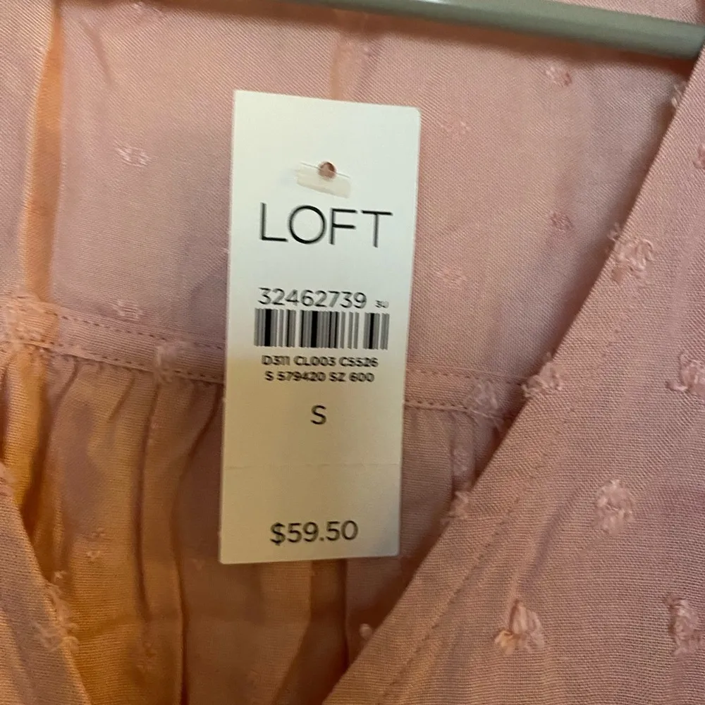 NWT Ann Taylor Loft Pink Swiss Dot Bow Blouse, Size Small - Image 4