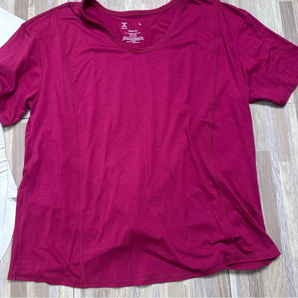 Shirt Bundle! (2) Women's White and Pink Active Tops Size Large - Image 2