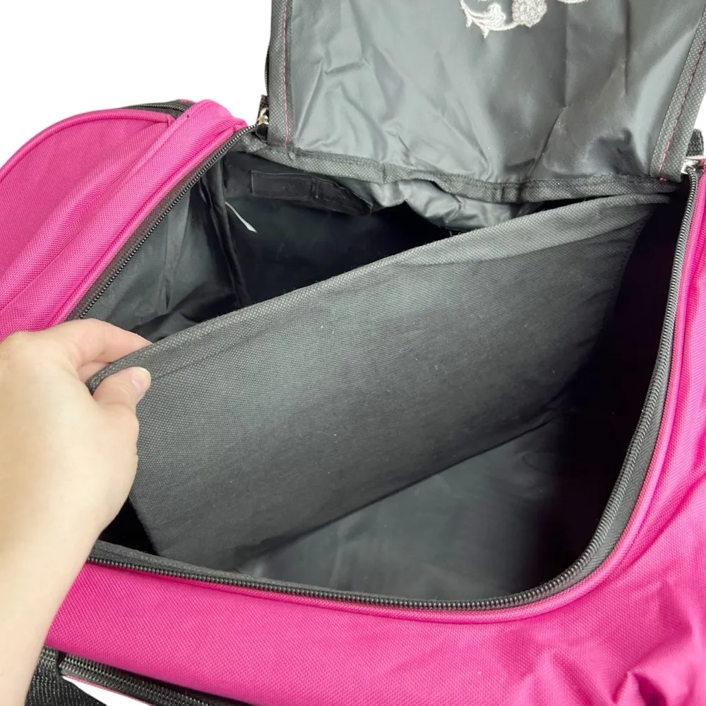 NWT Totes Isotoner Bright Pink Travel Carry On Duffle Bag Luggage Black - Image 15