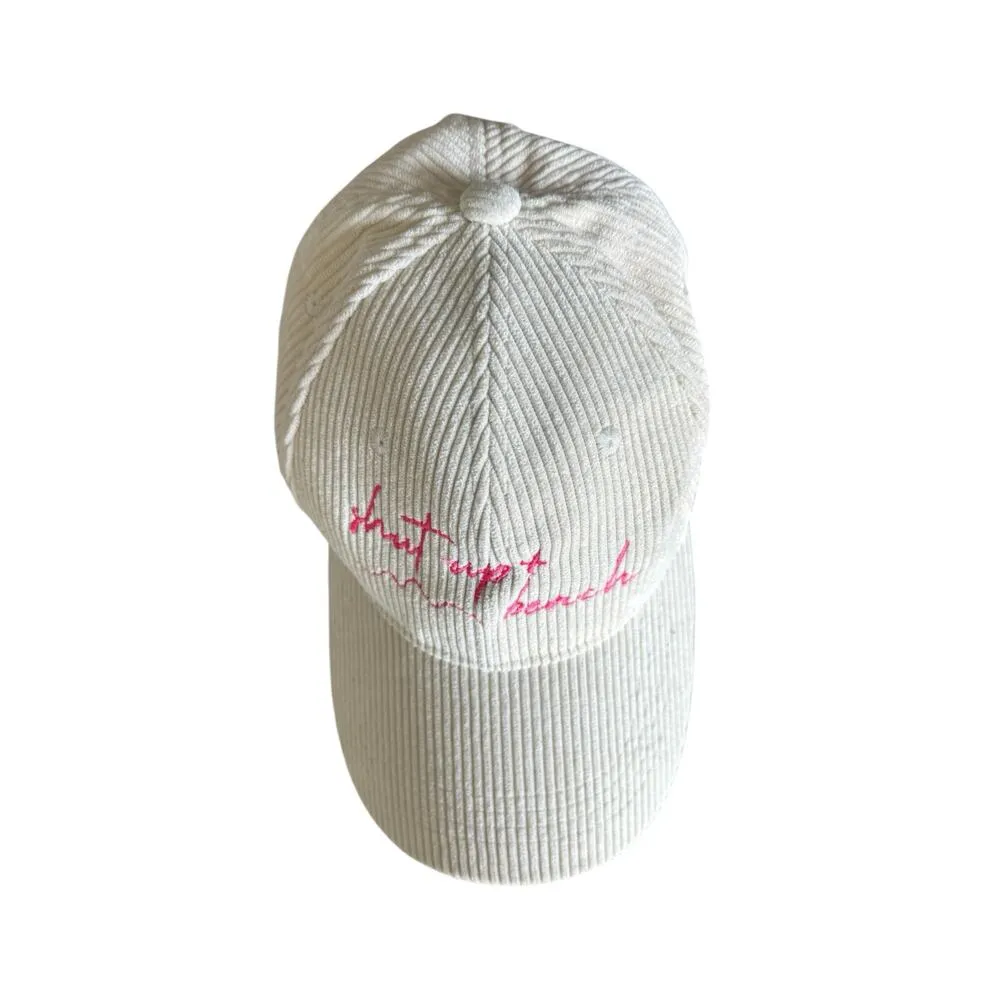 Boyce Corduroy Baseball Cap “Shut Up + Beach” Embroidered Pink Script Adjustable - Image 4