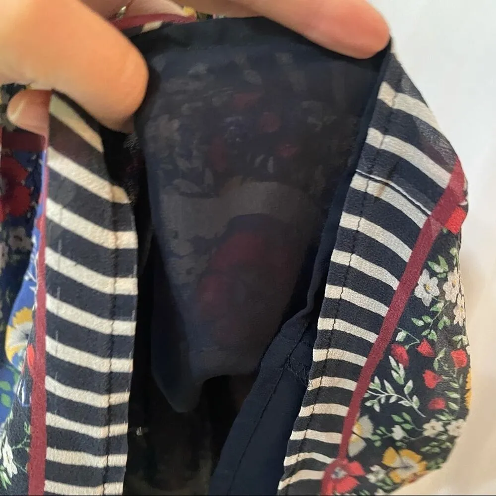 Hinge Blue Silk Floral Sleeveless Ruffled Dress Womens S Cottage Core Fairy - Image 8