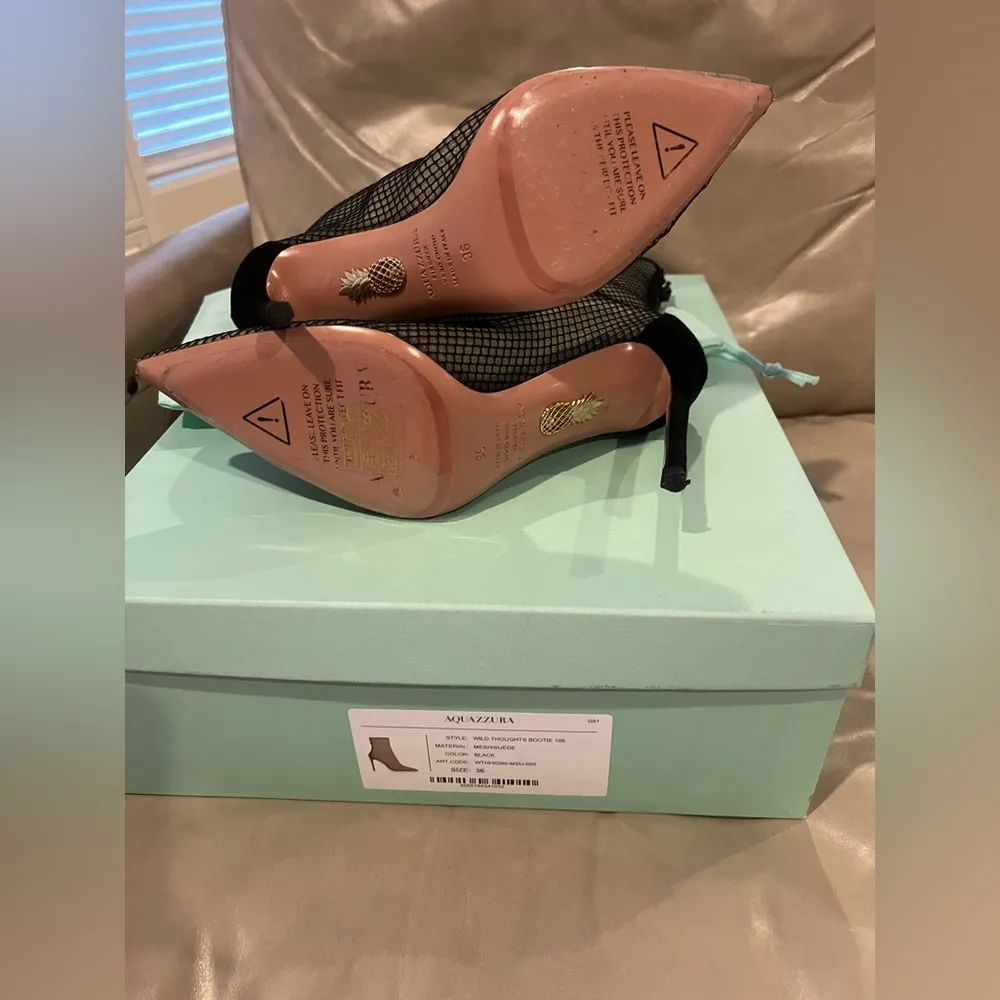 Aquazzura Wild Thoughts Bootie 105 Black Size 6 - Image 4