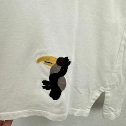 Chico's Women's Large White Toucan Embroidered Short Sleeve Crew‎ Neck T-Shirt - Image 6