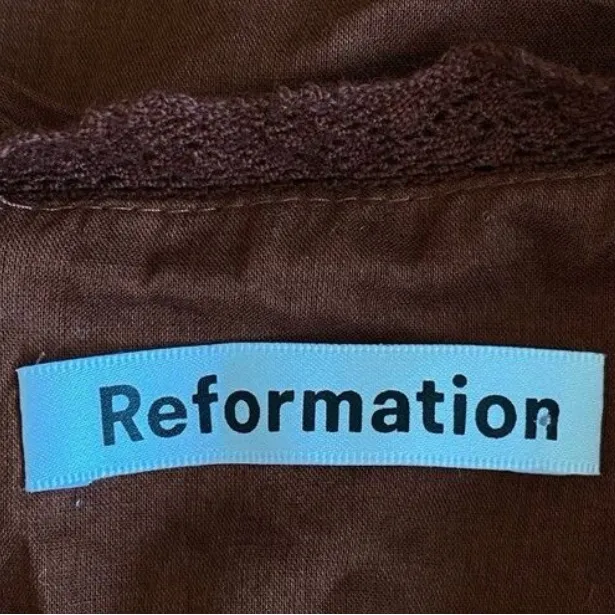 Reformation Bekkah Crocheted Lace Trim Organic Cotton Midi Dress in Cinnamon XS - Image 13