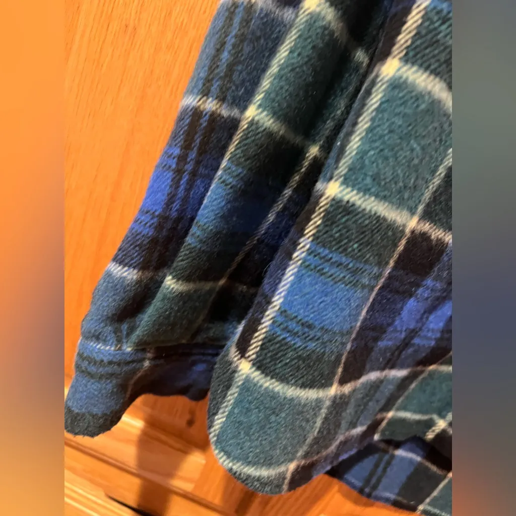 ZARA Oversized Button-Down Shirt Jacket Shacket Blue & Green Plaid‎ Size Medium - Image 11