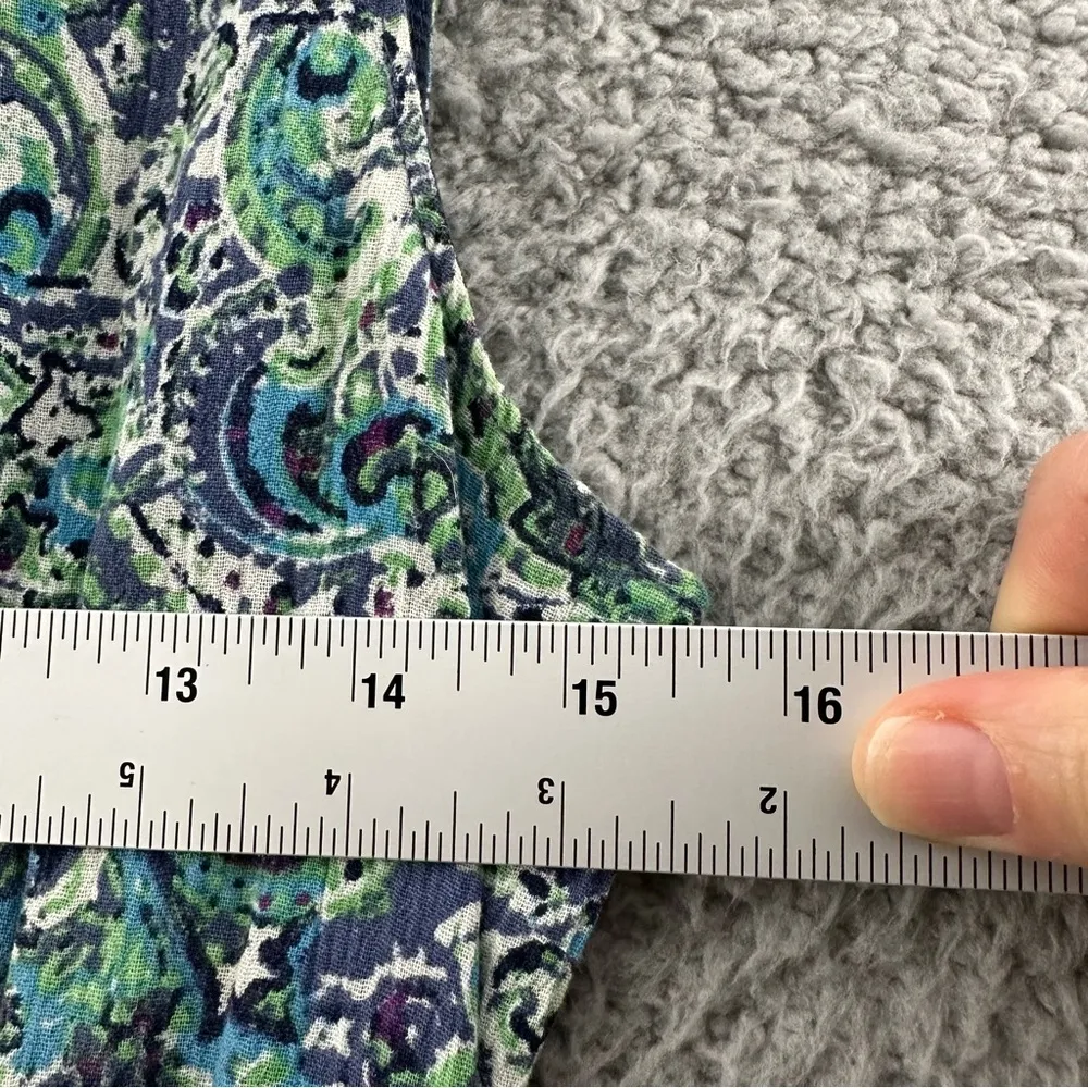 Eddie Bauer Sleeveless V‎ Neck Empire Waist Maxi Dress Paisley Cotton Women's 4 - Image 6