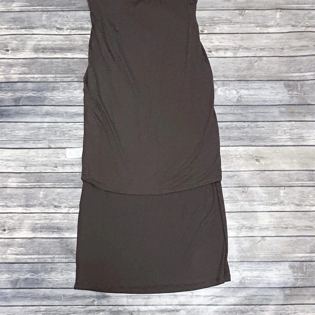 Old Navy Active Brown One Sleeve Sleeveless Ribbed Midi Ultralite Dress Medium - Image 10