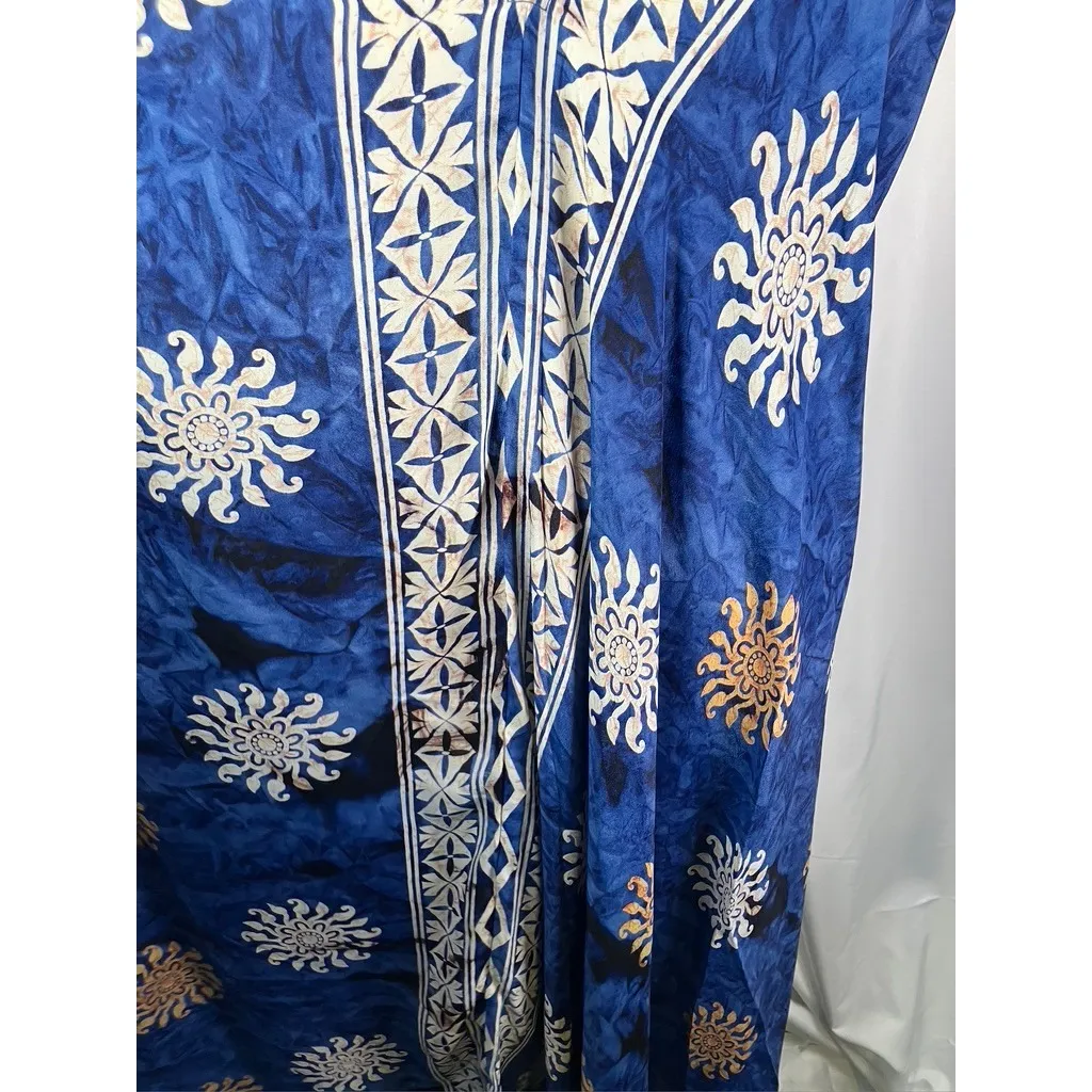 Nauria Maxi Dress Blue Floral Silk Viscose Halter Neck Tie Back One Size Size undefined - Image 2