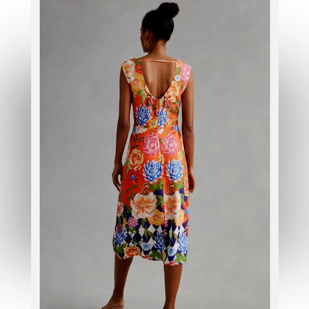 Anthropologie Painterly Open-Back Midi Dress in Watercolor Floral - Image 2