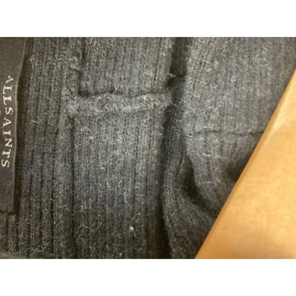 Allsaints Wool Blend Rio Roll Neck Batwing Knitted Jumper Sweater Size XS Black - Image 3