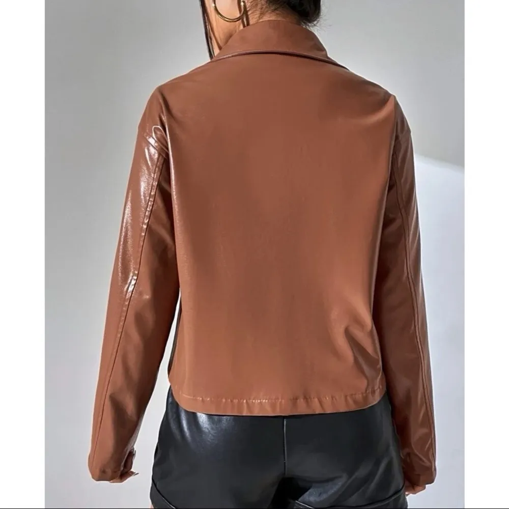 Drop Shoulder Leather Jacket - Image 4