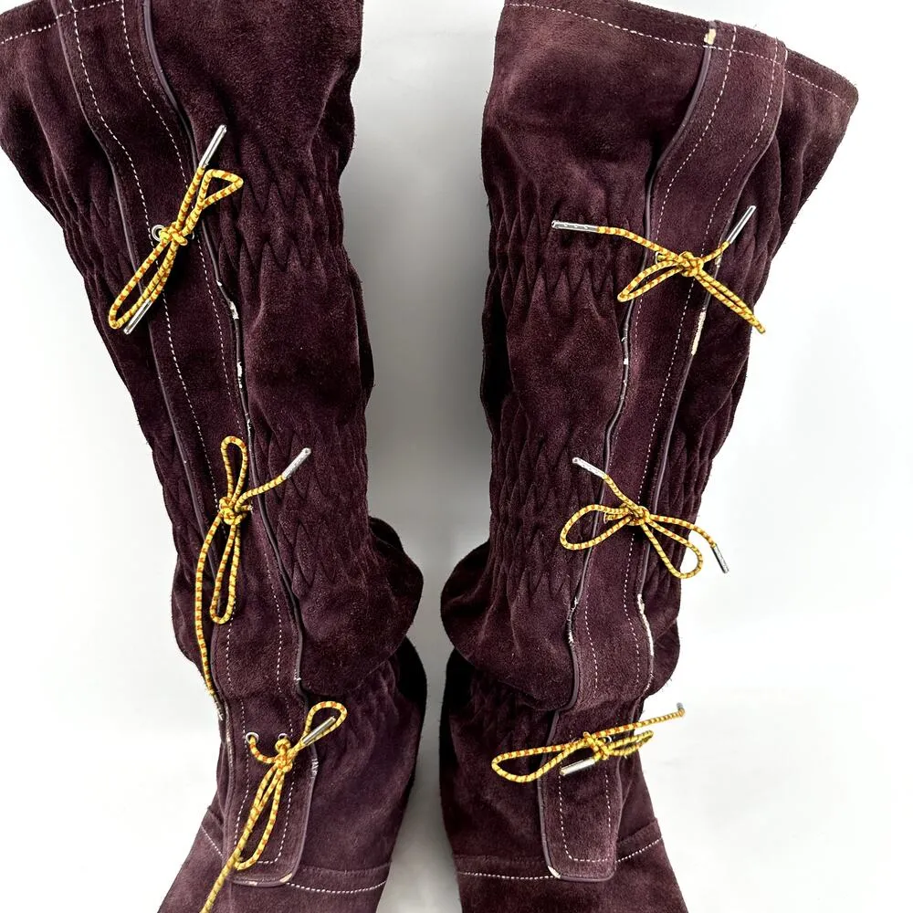 Sorel Firenzy Boots Water Resistant Suede Wool Lined Snow Lace Up Purple 8.5 - Image 7