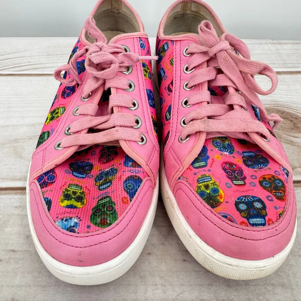 TRAQ by Alegria Sneaq Sneakers Pink Sugar Skulls Day of the Dead Whimsigoth 40 Size 9.5 - Image 5