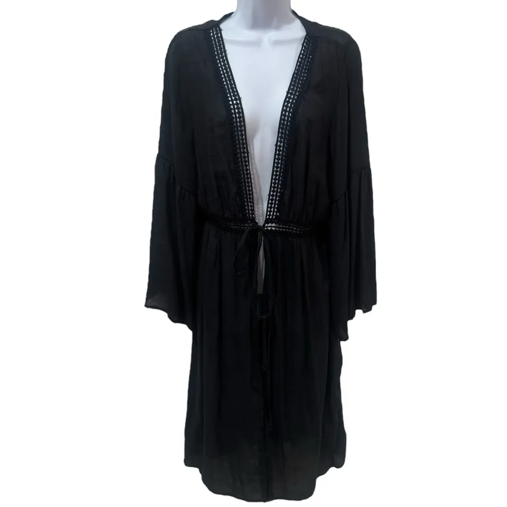 L.I.F.E. Y2K Fairygoth‎ Whimsical Maxi Sheer Lightweight Cardigan L Black Size L - Image 2