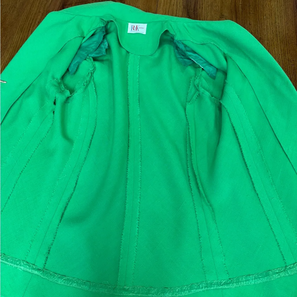Vintage 70s R&K Originals Bright Green Dagger Collar Blazer XS–S Disco Bright - Image 11