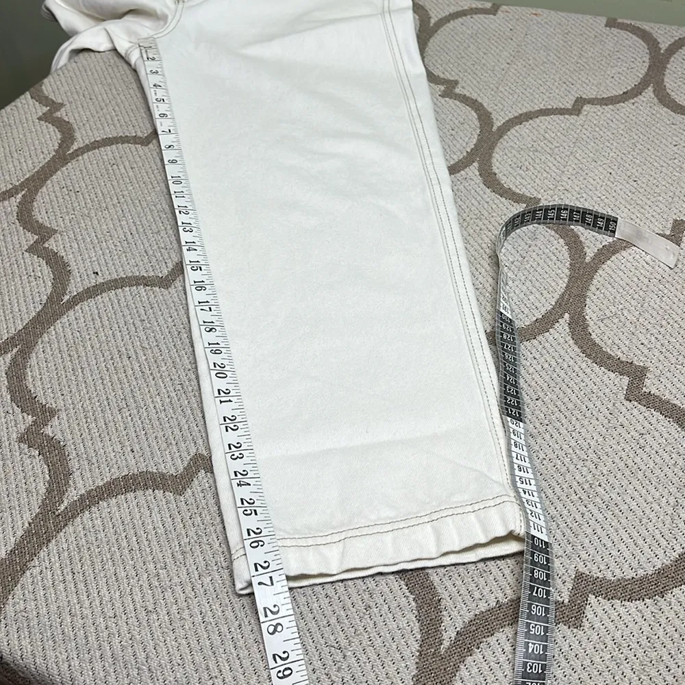 Future Collective Kahlana Barfield Brown Cream Mid Rise Tapered Leg jeans Size 6 - Image 8