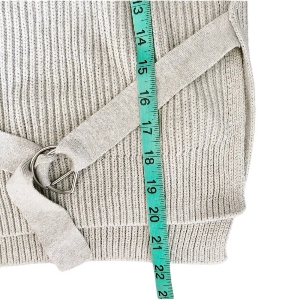 AllSaints East Cotton Jumper Sweater Mist Grey Top Small Ribbed Knit Long Sleeve - Image 7