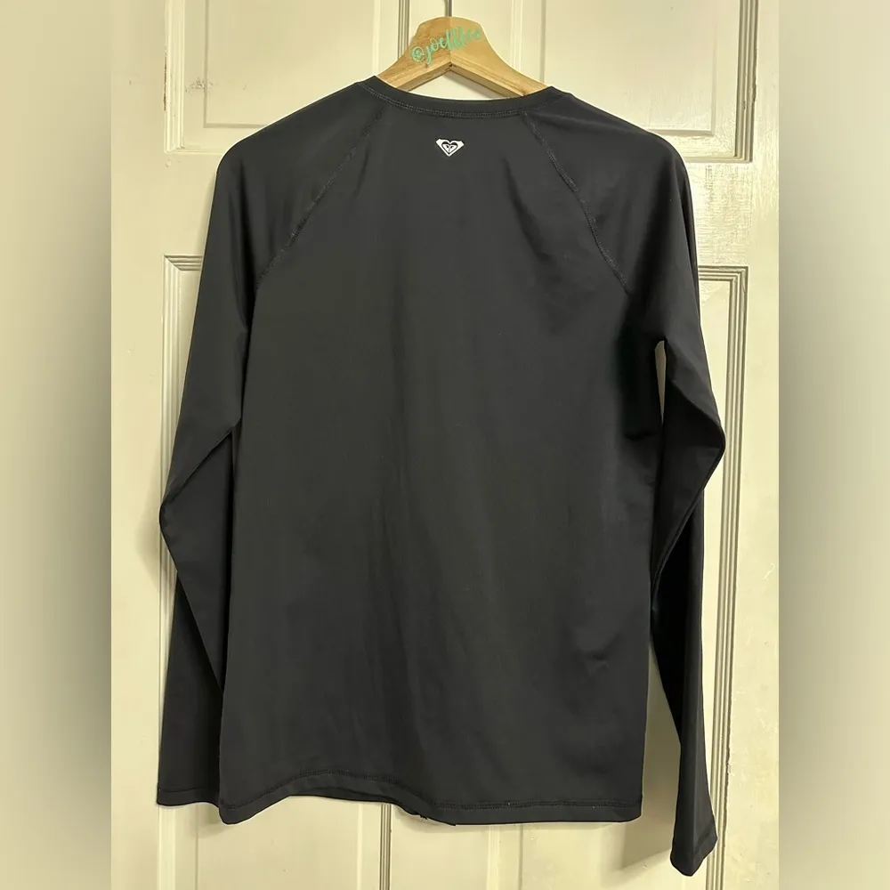 Roxy Essentials Long Sleeve Zip-up Rashguard Rash Guard Shirt XL Black - Image 4