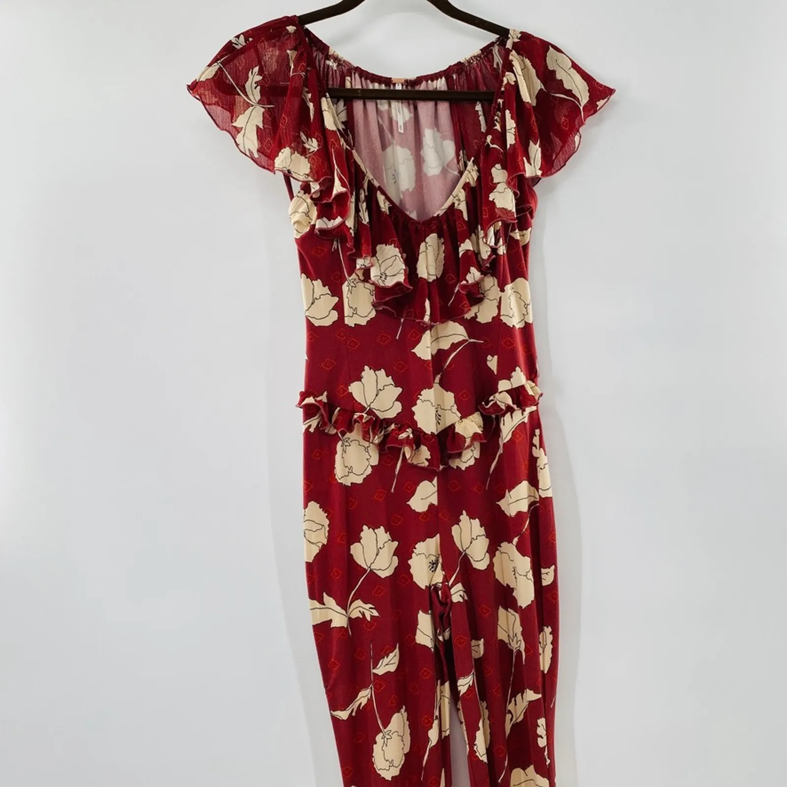 NEW Free People Austyn Jumpsuit Floral Print Ruffle Extra Small Boho Festival - Image 5