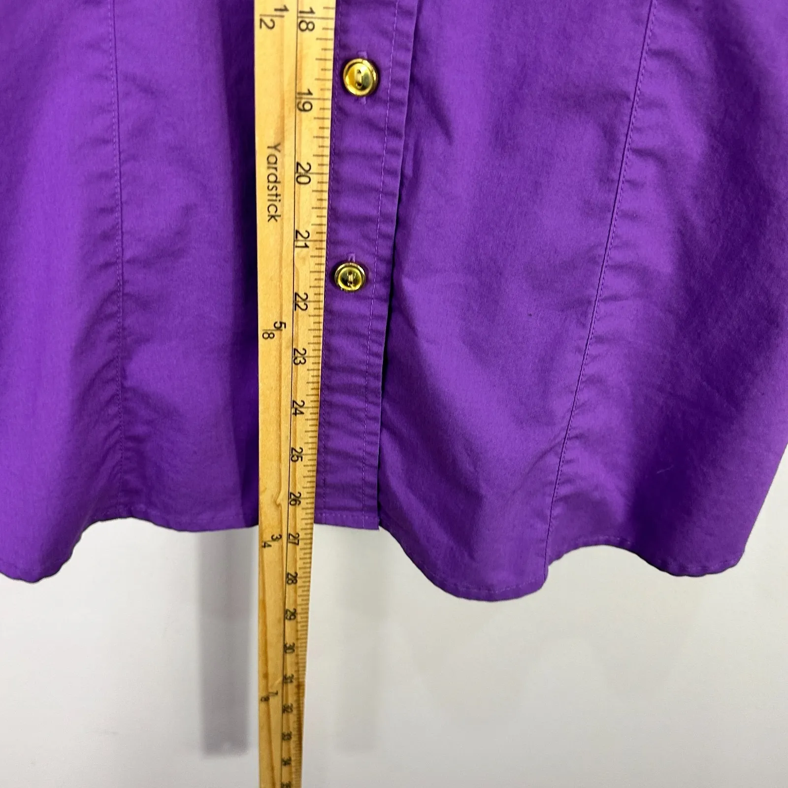 Chicos Button Up Shirt Womens 1 Medium Purple Roll Tab Sleeve Elevated Basic - Image 4