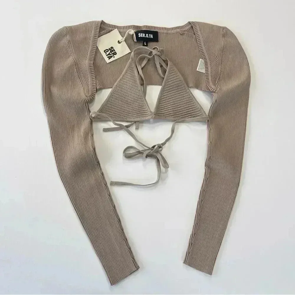 SER.O.YA Retrofête Dahlia Sweater Shrug Set Brown L NWT Size L - Image 8