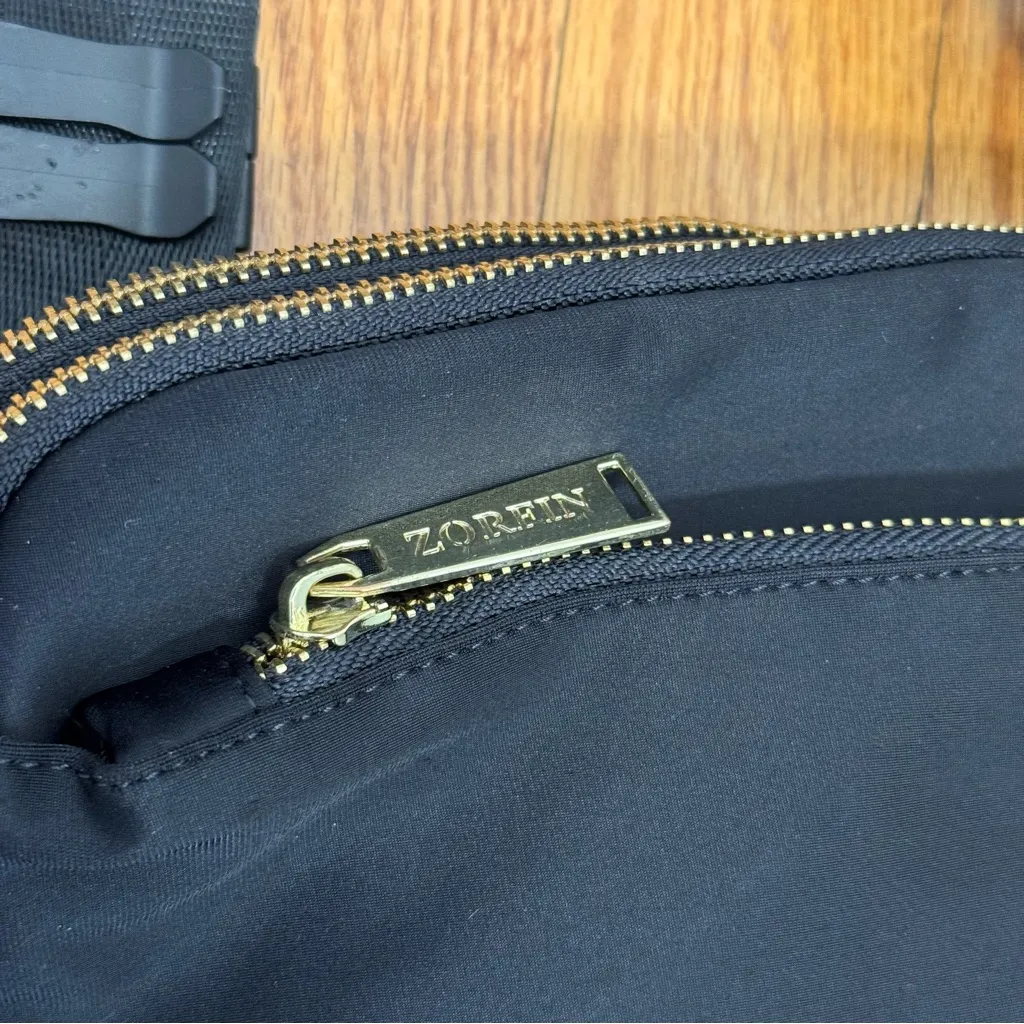 Zorfin Black Belt Bag Crossbody with Gold Accents - Image 2