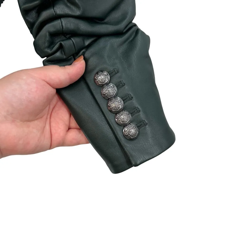 Veronica Beard Hollis Faux Leather Dickey Jacket Blazer Green Size 4 *Flawed - Image 14