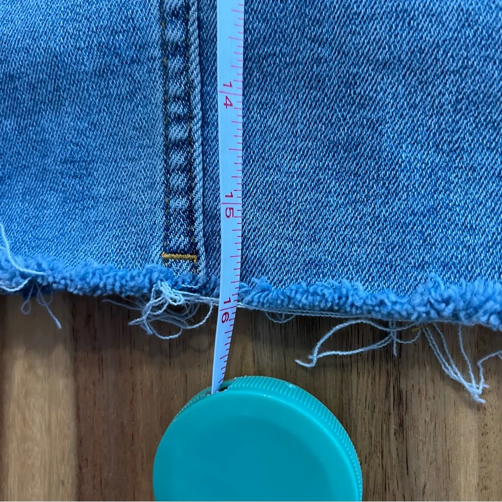 Arizona Jean Co Distressed Denim Mini Skirt Juniors 9 Raw Hem - Image 6