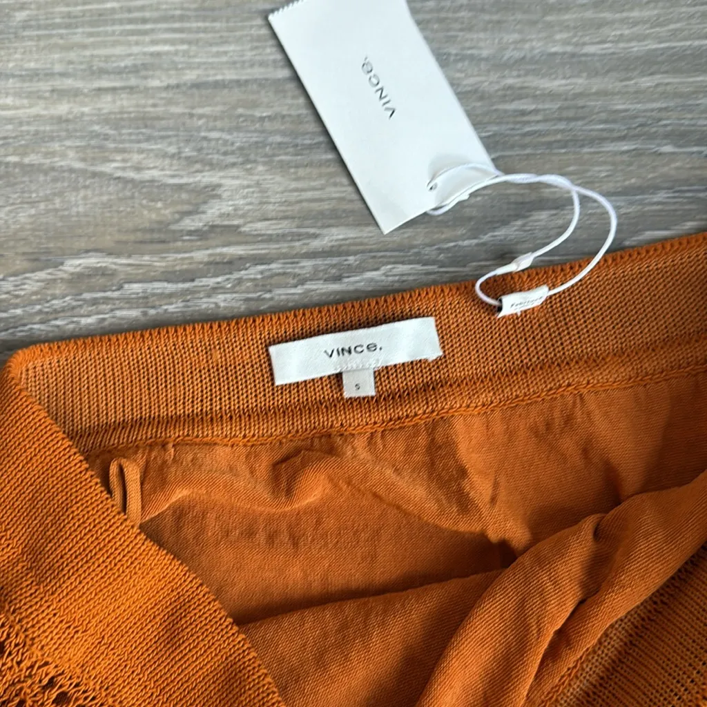 NEW Vince Crochet Knit Midi Skirt - Burnt Orange Small - Image 9
